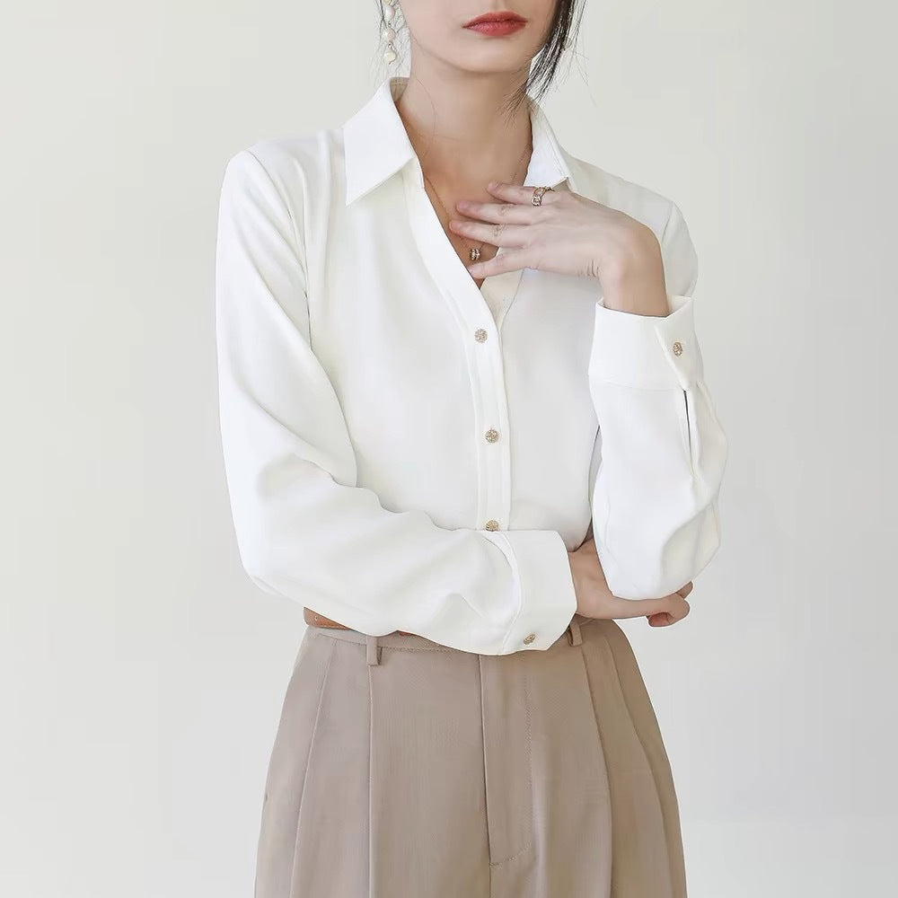 Damen Langärmliges Unifarbenes Polyester Hemd | Ideal für Alle Jahreszeiten