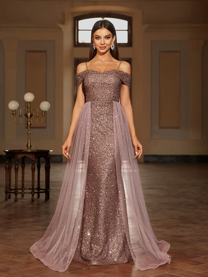 Langes Abendkleid mit Taillierter Passform und Fließendem Rock