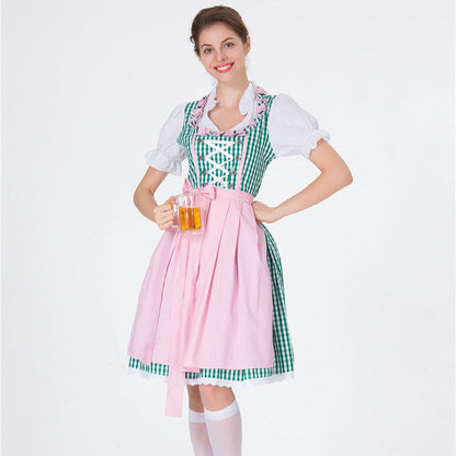 Deutsches Bierfest Kellnerin Dirndl Kostüm in Rot Grün oder Blau | Ideal für Festivals