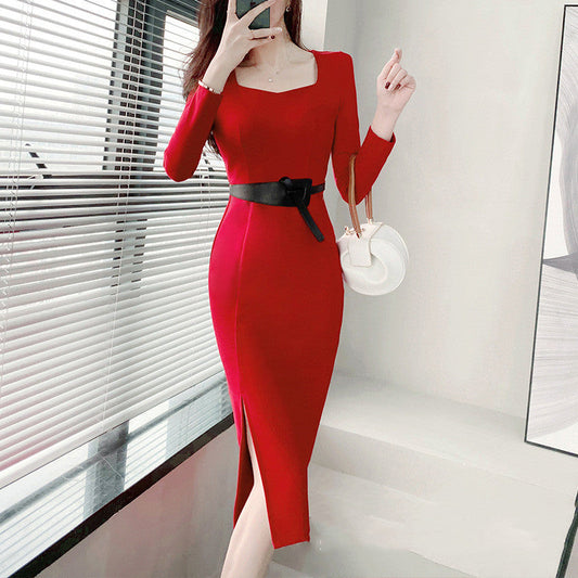 Elegantes Slim-Fit Knie-Längen-Kleid | Ideal für Frühling und Herbst