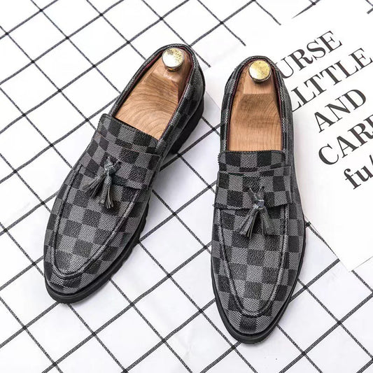 Herren Karierte Business-Lederschuhe mit Rutschfester Sohle | Ideal für alle Jahreszeiten