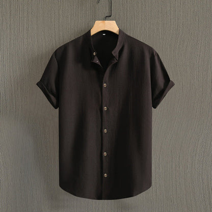 Herren Uni-Farbenes Stehkragen Kurzarm-Shirt Ideal für den Sommer
