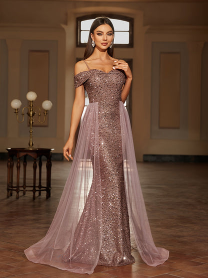 Langes Abendkleid mit Taillierter Passform und Fließendem Rock