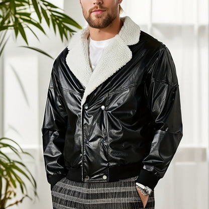 PU-Leder Mantel in Midilänge mit Fleecefutter ohne Taschen | Ideal für den Winter
