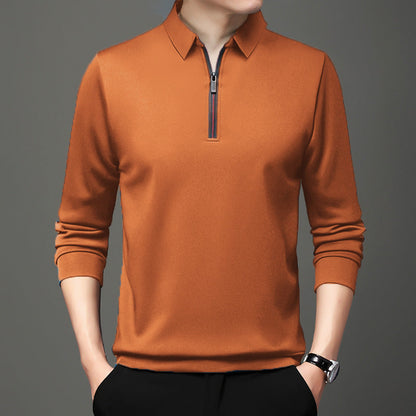 Herren Langarm Polohemd mit Halbreißverschluss Ideal für Frühling und Herbst