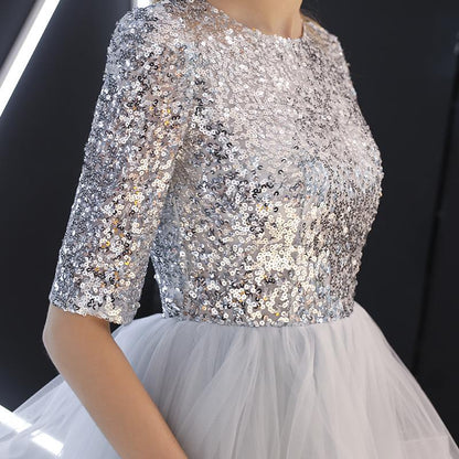 Paillettenbesetztes Langes Abendkleid mit Fließendem Rock | Ideal für Herbst und Winter