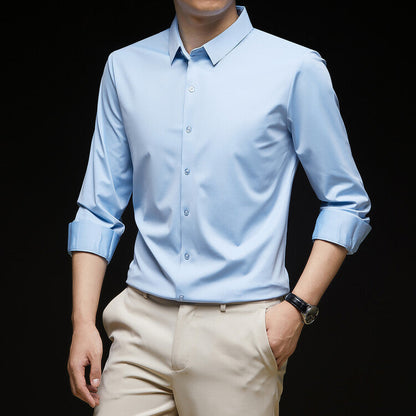 Herren Slim Fit Langarm Hemd mit Knopfleiste – Ideal für den Herbst