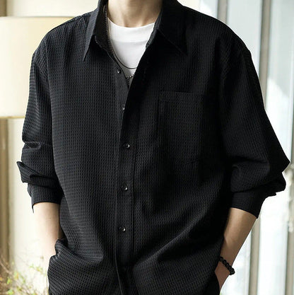 Herren Leichtes Langarm Cardigan-Hemd Ideal für den Sommer