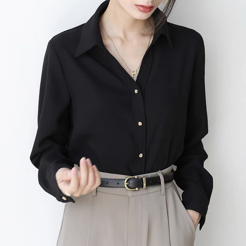 Damen Langärmliges Unifarbenes Polyester Hemd | Ideal für Alle Jahreszeiten