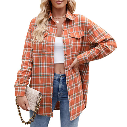 Locker Geschnittenes Plaid Button-Up Hemd mit Taschen | Ideal für Frühling & Herbst