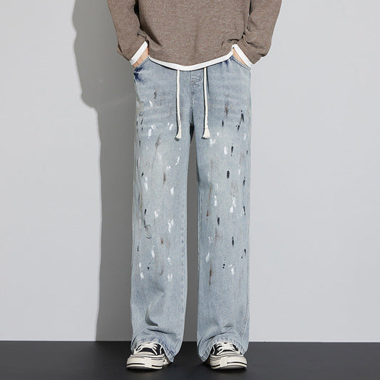 Herren Retro Graffiti Jeans im Used-Look | Ideal für Frühling und Herbst