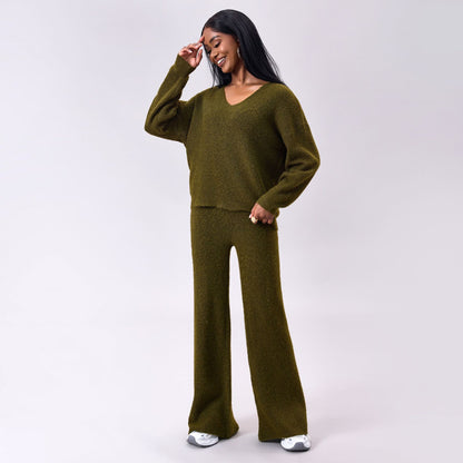 Strick Sunken Stripe Zwei-Teiliges Set mit langen Ärmeln | Ideal für den Herbst