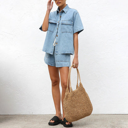 Locker Geschnittenes Kurzarm-Shirt und Shorts Set | Ideal für den Sommer