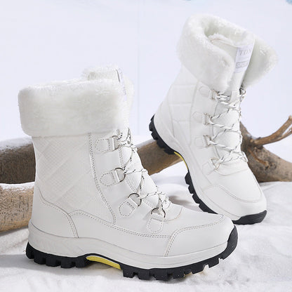 Fleecegefütterte Rutschfeste Schneestiefel mit Schnür-Design | Ideal für Winter