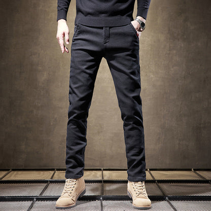 Herren Businesshose mit Schlanker Passform und Geradem Bein aus Dickem Stoff | Ideal für Herbst und Winter