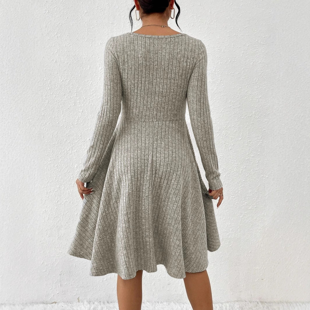 Gestreiftes Langarm Kleid Top mit Regulären Ärmeln | Ideal für Frühling und Herbst