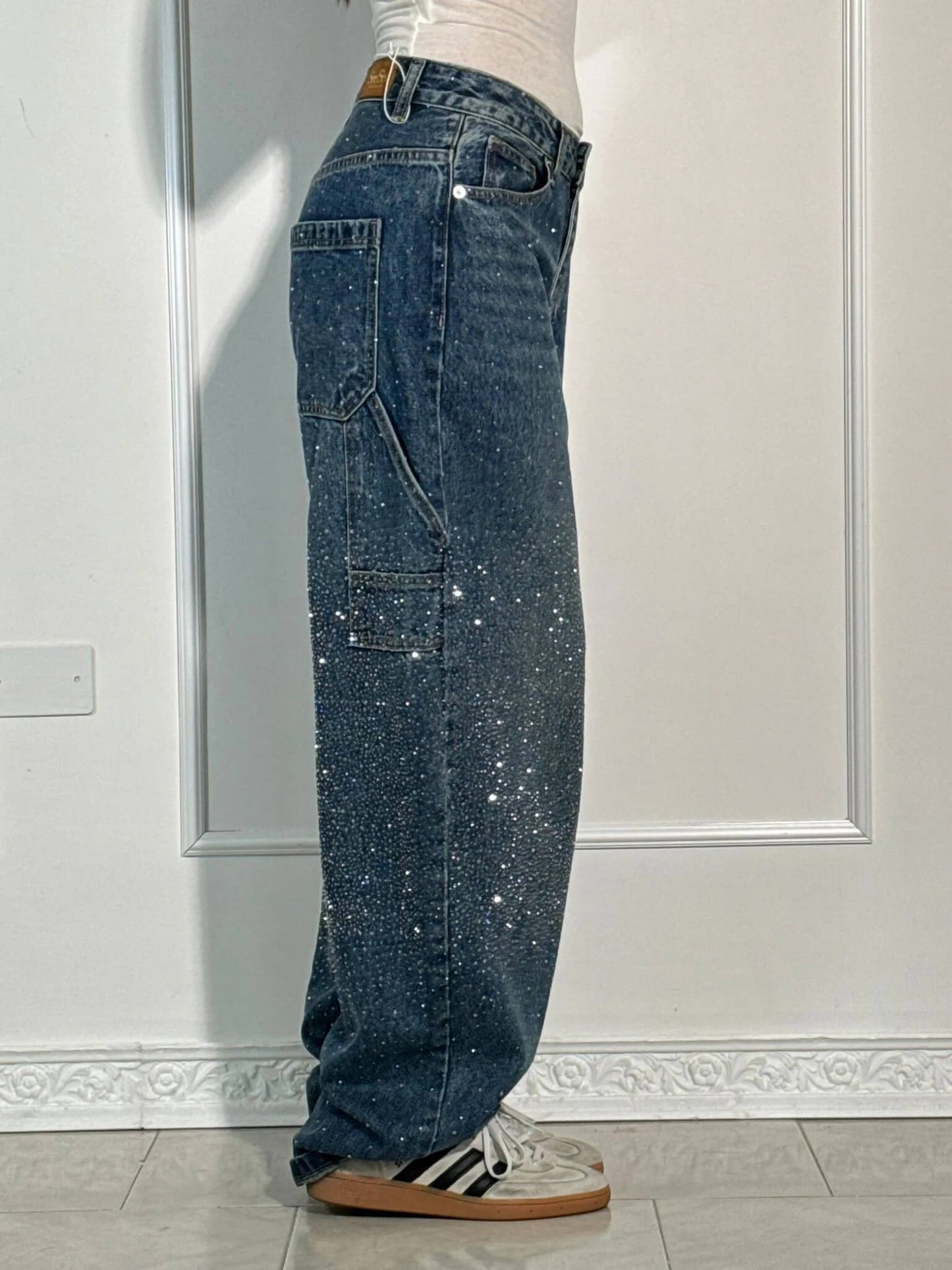 Weite Ballon-Jeans mit Strassdetails | Ideal für Frühling und Herbst