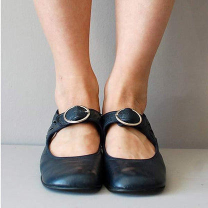 Leder-Keilsandalen mit verstellbarer Schnalle