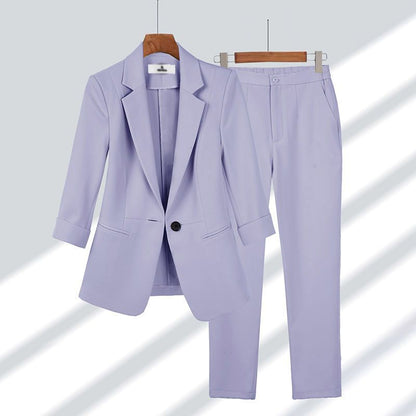Frauen Longsleeve Blazer und Hose Zwei-Teile-Set | Ideal für Frühling und Herbst