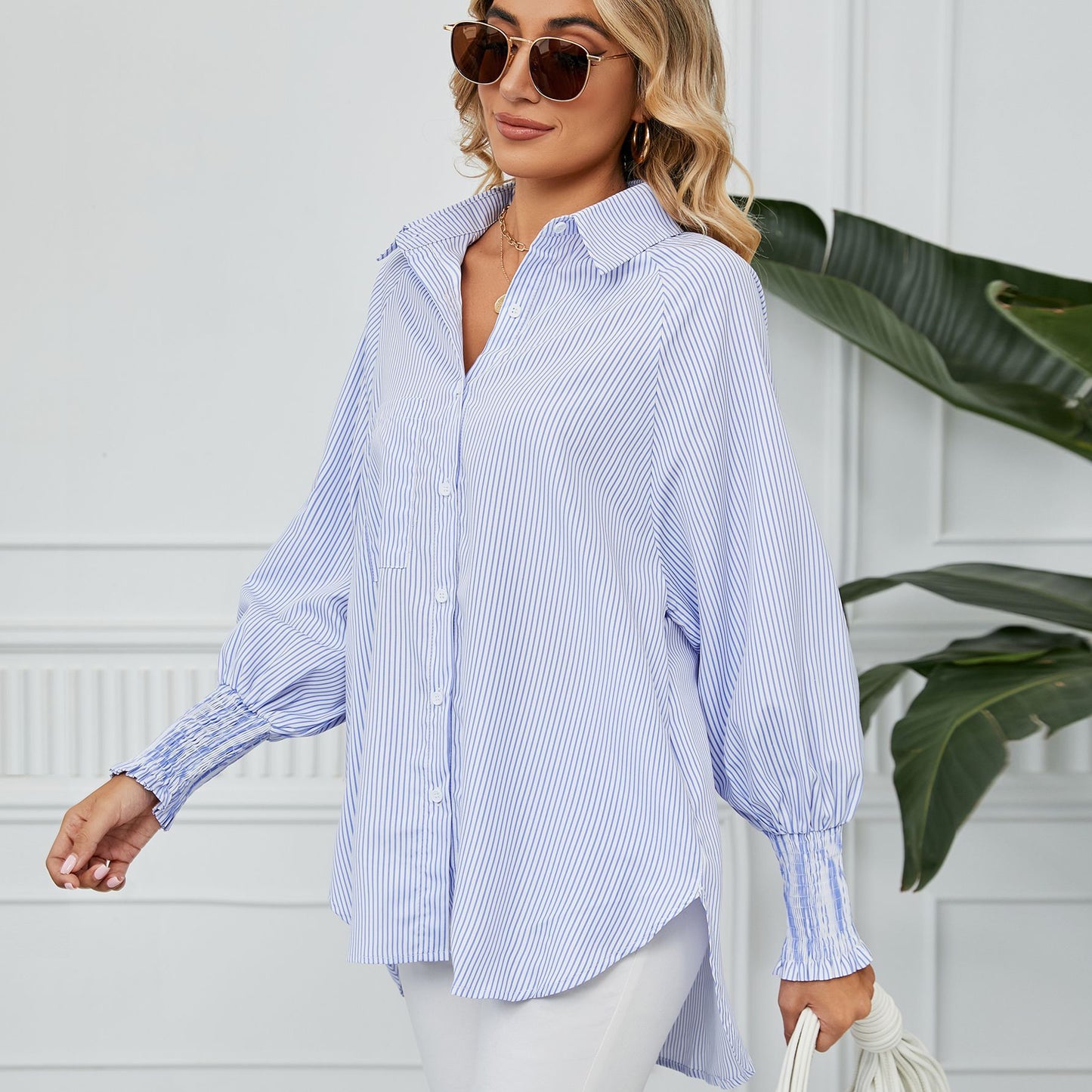 Faltenmanschetten Streifen Langarmshirt | Ideal für Frühling und Herbst