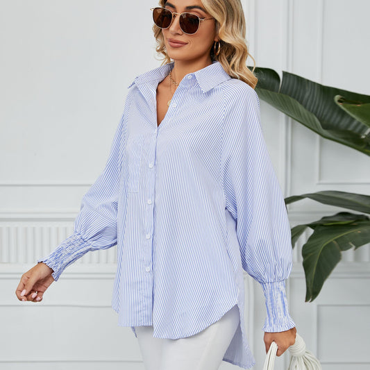 Faltenmanschetten Streifen Langarmshirt | Ideal für Frühling und Herbst