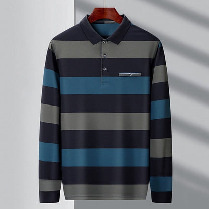 Herren Colorblock Gestreiftes Langarm Hemd mit Kragen | Ideal für Frühling und Herbst