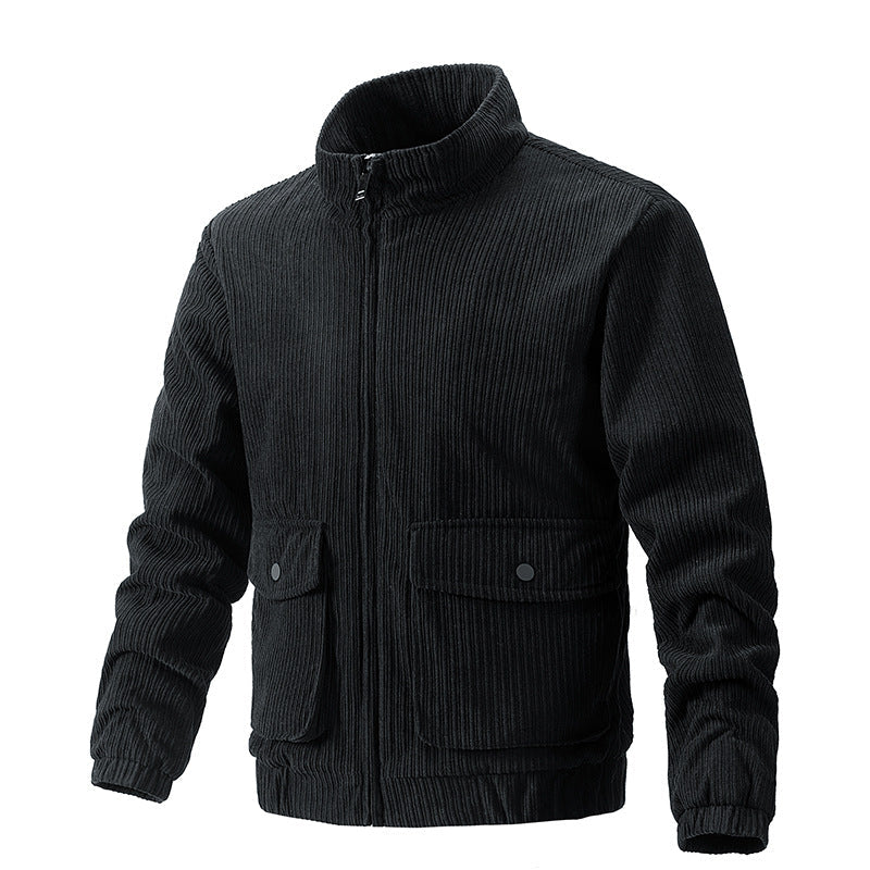 Cordjacke in Uni-Farbe mit Polyesterfutter und Geradem Saum | Ideal für den Frühling