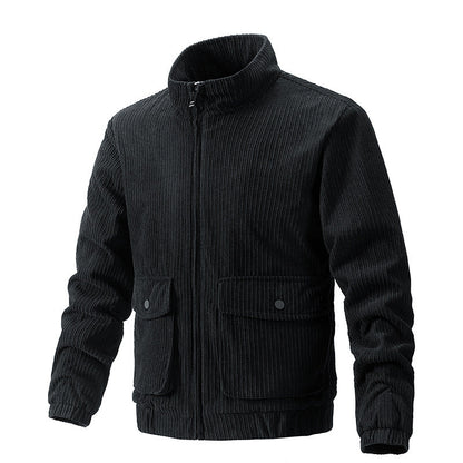 Cordjacke in Uni-Farbe mit Polyesterfutter und Geradem Saum | Ideal für den Frühling