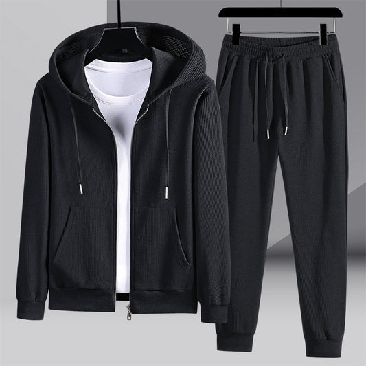 Waffel-Texturierter Hooded Sports Set | Ideal für den Herbst