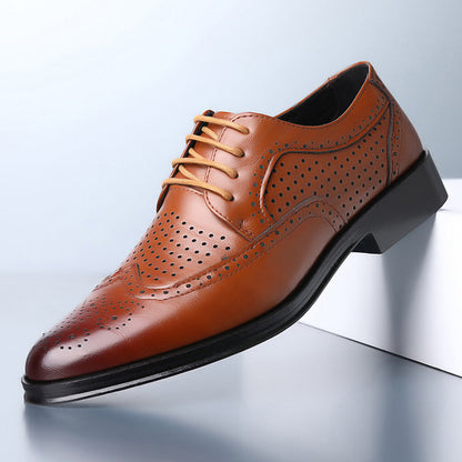 Gravierte Rindleder Low-Top Lederschuhe mit Gummisohle | Ideal für Frühling und Herbst