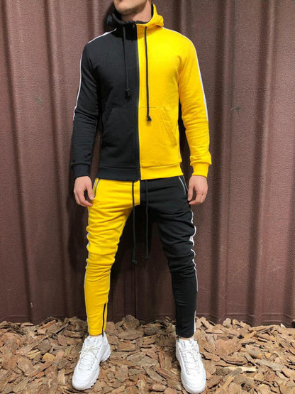 Kontrast Kapuzenjacke und Hose Set Ideal für Alle Jahreszeiten