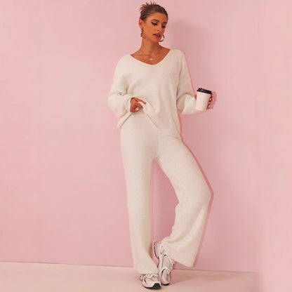 Strick Sunken Stripe Zwei-Teiliges Set mit langen Ärmeln | Ideal für den Herbst