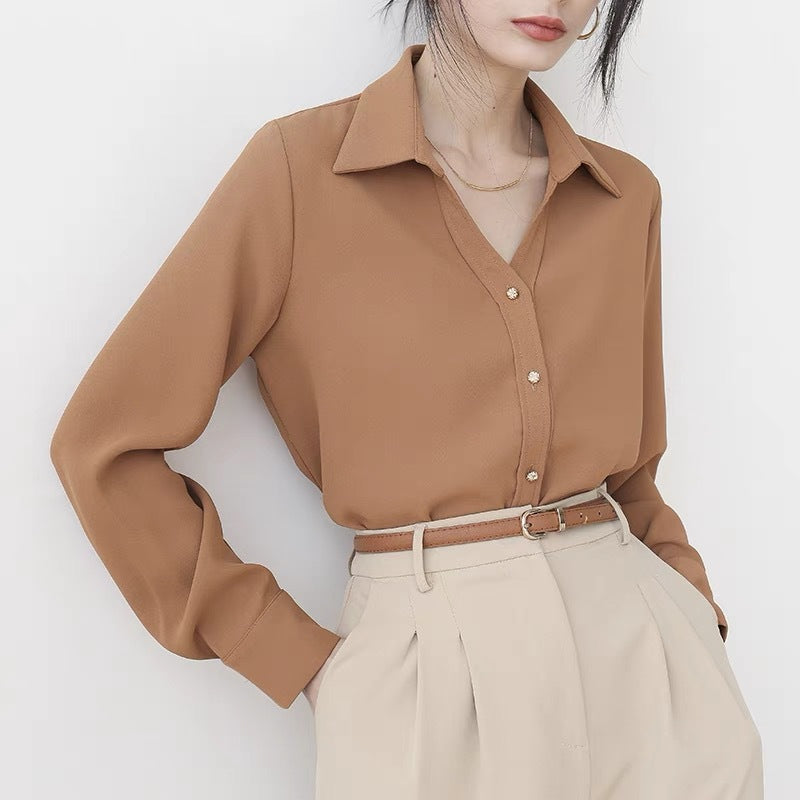 Damen Langärmliges Unifarbenes Polyester Hemd | Ideal für Alle Jahreszeiten