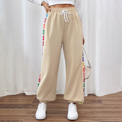 Frauen Hoch Taillierte Gestreifte Sweatpants mit Naht | Ideal für Alle Jahreszeiten