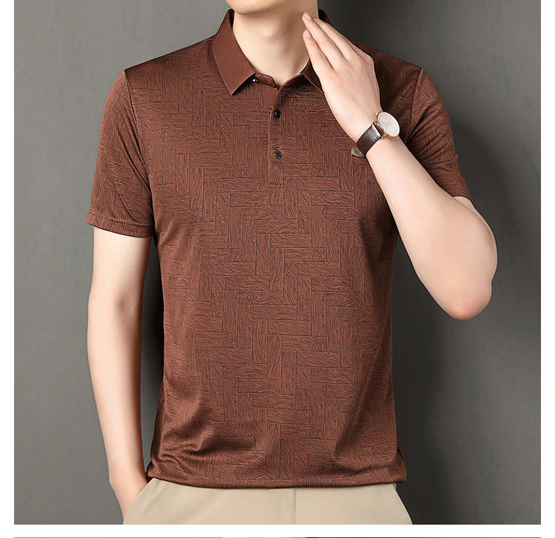 Bedrucktes Ice Silk Kurzarmshirt | Ideal für den Sommer