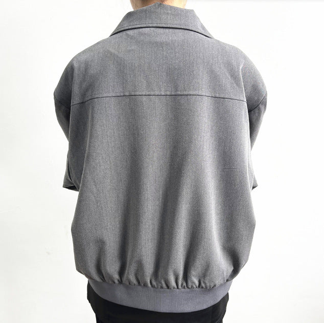 Sakko in Unifarbe mit Lockerem Schnitt und aufgesetzten Taschen aus Polyesterfaser | Ideal für Frühling und Herbst