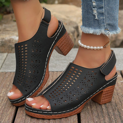 Offene Zehen Hohle Sandalen mit Klettverschluss | Ideal für den Sommer
