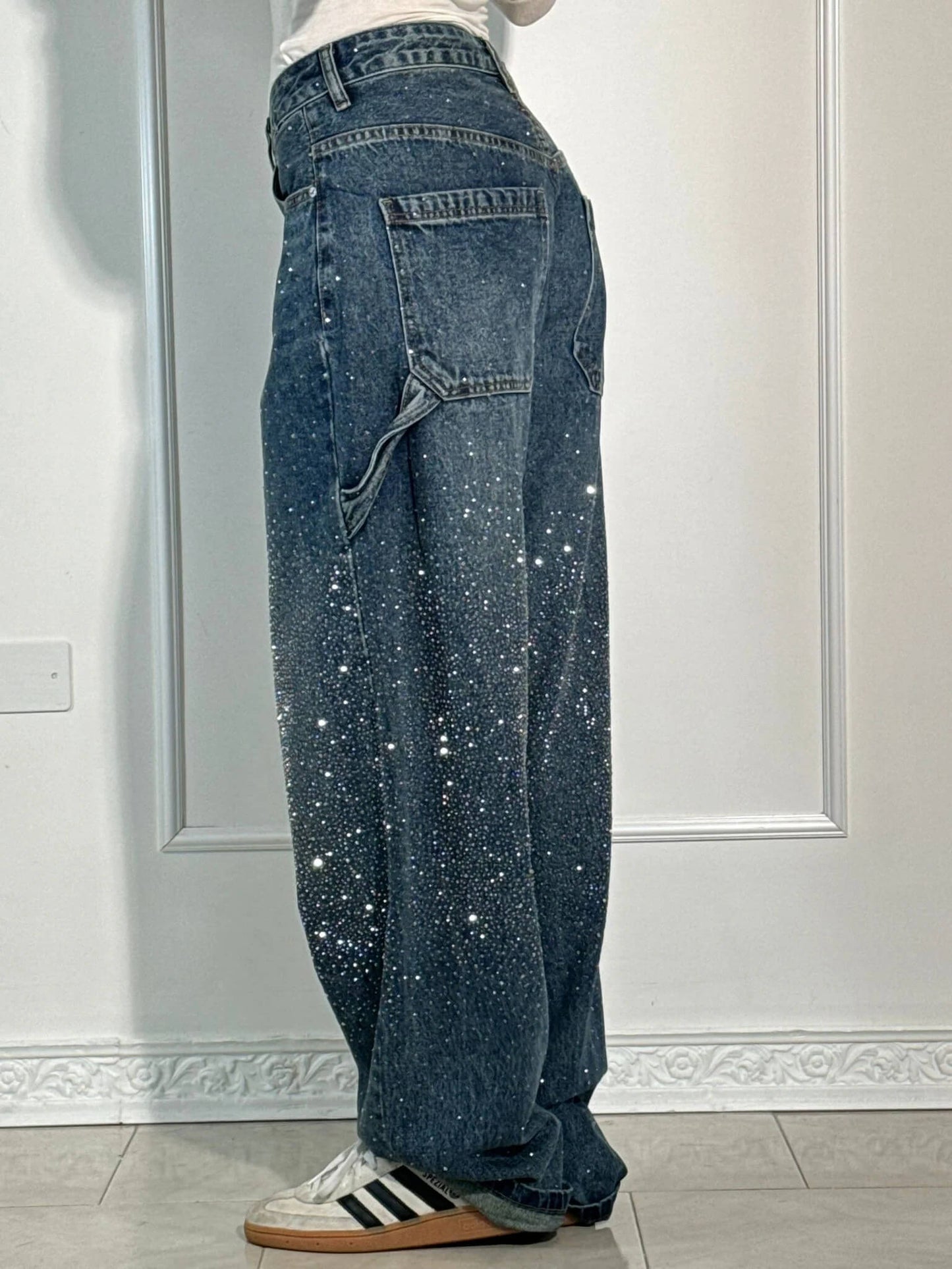 Weite Ballon-Jeans mit Strassdetails | Ideal für Frühling und Herbst