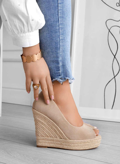 Wildleder Wedge Sandalen mit Weichem Futter und Offener Zehenpartie | Ideal für Frühling und Sommer