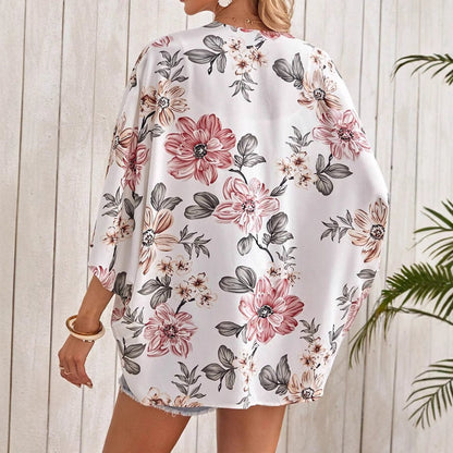 Offener Mantel mit Fledermausärmeln und Print | Ideal für Frühling und Herbst