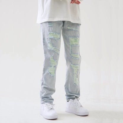 Herren Gerade Ripped Hellblaue Jeans I Ideal für Frühling und Sommer