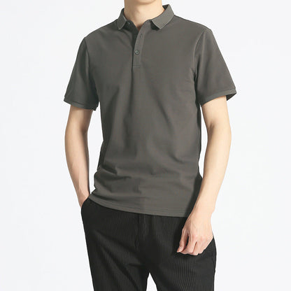 Herren Unifarbenes Kurzarm Lapel T-Shirt Ideal für Sommer