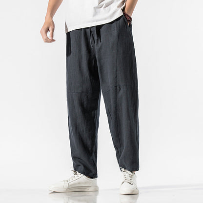 Herren Dünne Leinen 3/4 Weite Hose I Ideal für Sommer