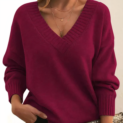 Weicher Strickpullover mit V-Ausschnitt
