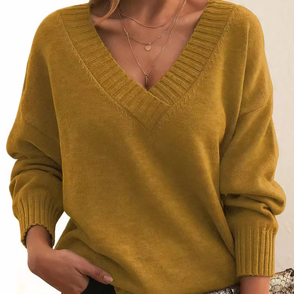 Weicher Strickpullover mit V-Ausschnitt