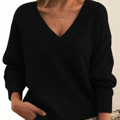 Weicher Strickpullover mit V-Ausschnitt