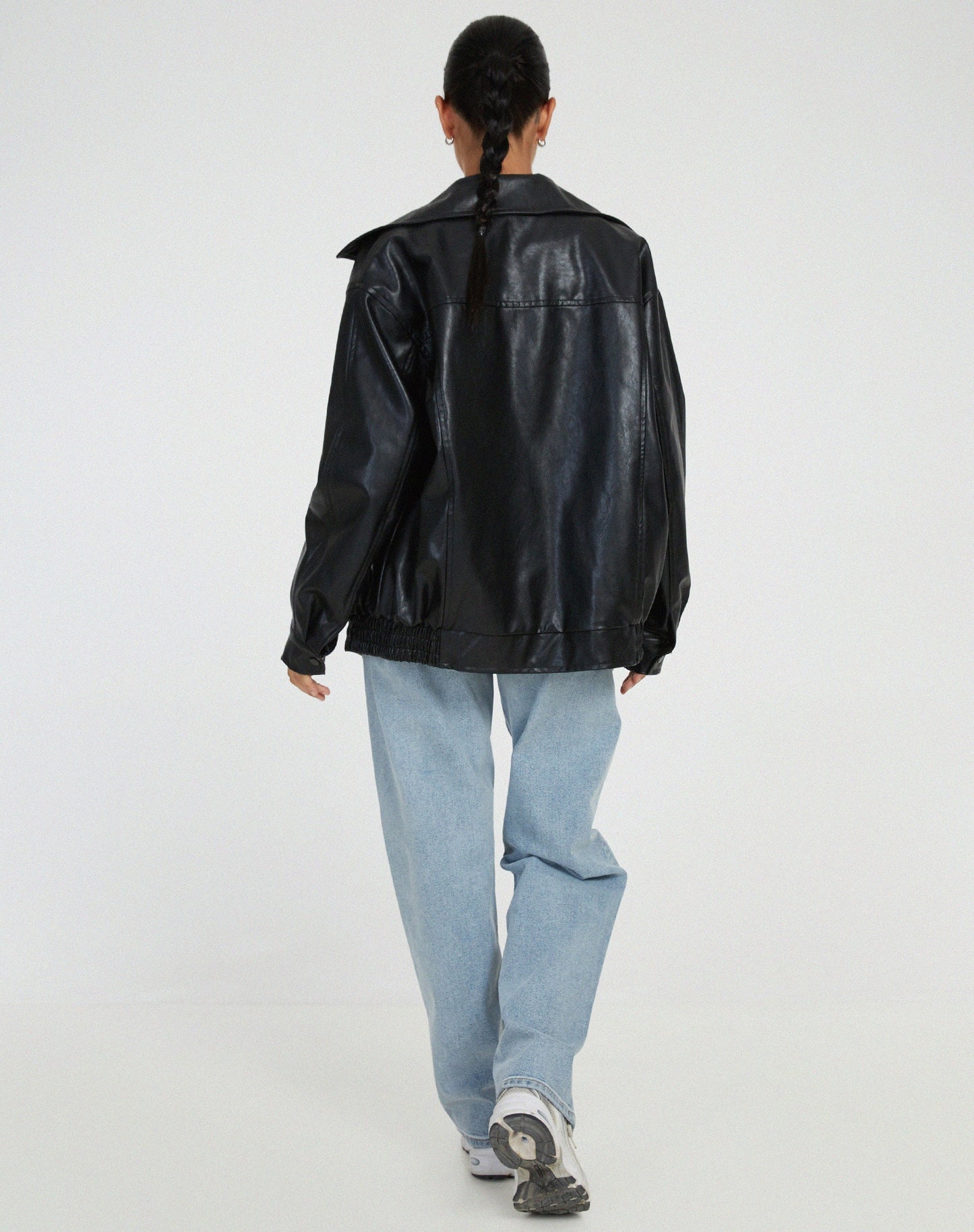 Oversized Kunstlederjacke mit lockerem Schnitt | Ideal für Frühling & Herbst