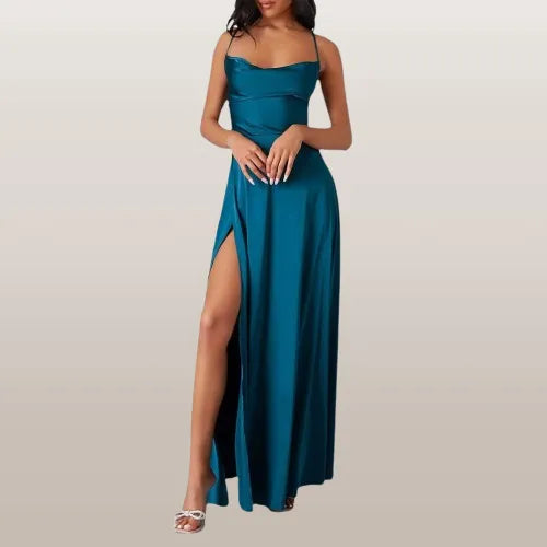 Ärmelloses Seiden-Maxikleid mit Fließendem Design | Ideal für Frühling und Sommer