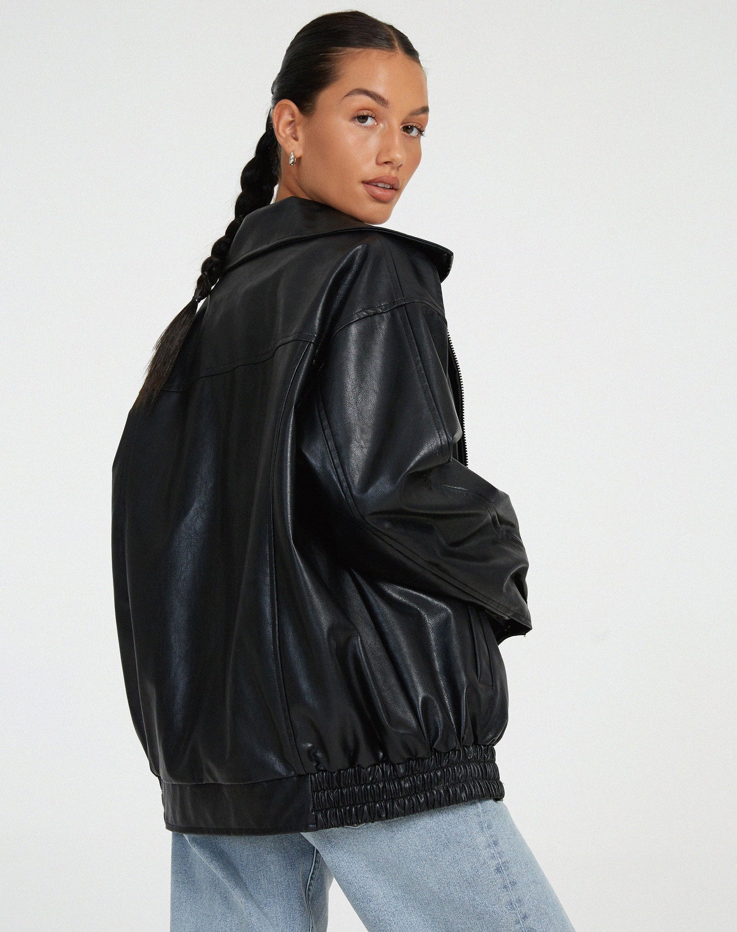Oversized Kunstlederjacke mit lockerem Schnitt | Ideal für Frühling & Herbst