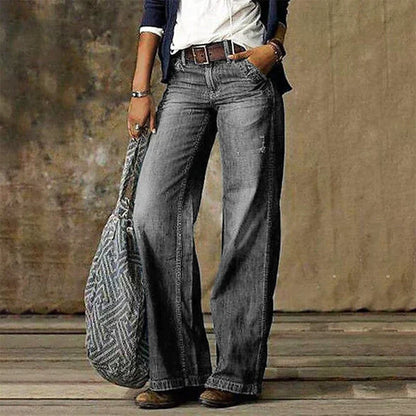 Locker geschnittene High-Waist Boyfriend-Jeans aus Polyester I Ideal für Frühling und Herbst
